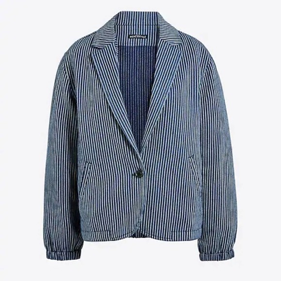 J. Crew Mercantile One-button striped jacket in blue/white size S - Picture 1 of 5